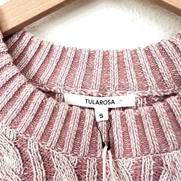 NWT TULAROSA Laney Cropped Pullover Pink Cable Knit Crewneck Sweater Size Small - Picture 5 of 14